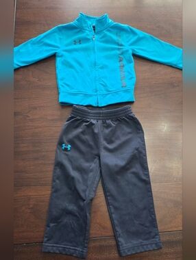 Under Armour Teal Zip Jacket and Black Jogger Pants - Kids Size 18m